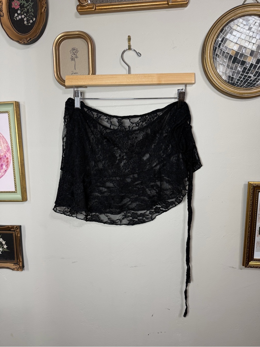 Sheer Black Lace Wrap Skirt - Womens Layering Piece